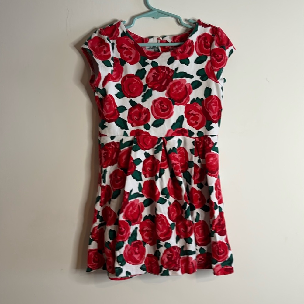 Gymboree red and pink flowered short sleeve dress size 6